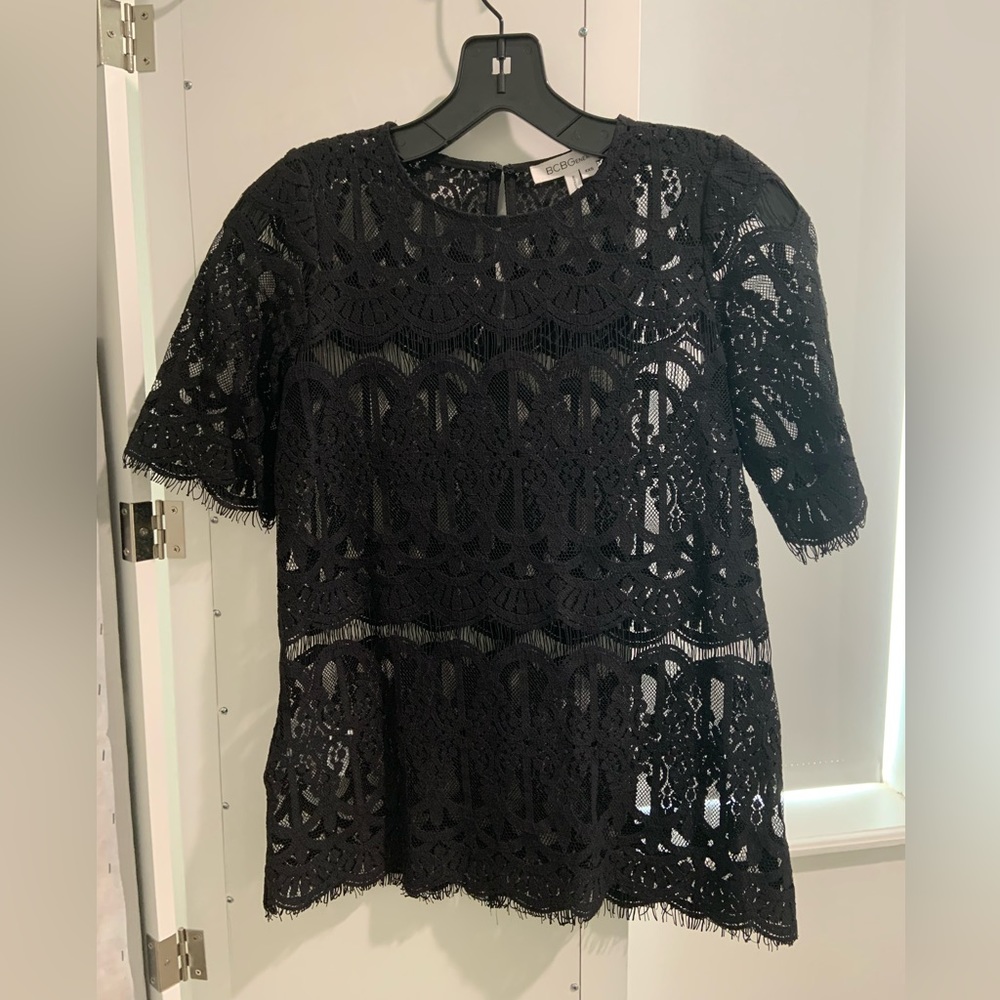 BCBG Black Lace Top